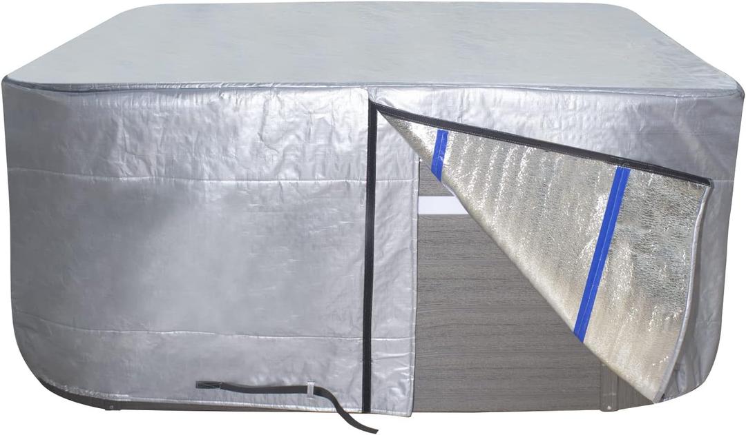 UCEDER Insulated Hot Tub Cover 170G Polyethylene Thermal Insulation Spa Cover Protector Waterproof Hot Tub Cover Replacement,Energy-Saving and Eco-Friendly for Keeping Warm(76"x76"x35")