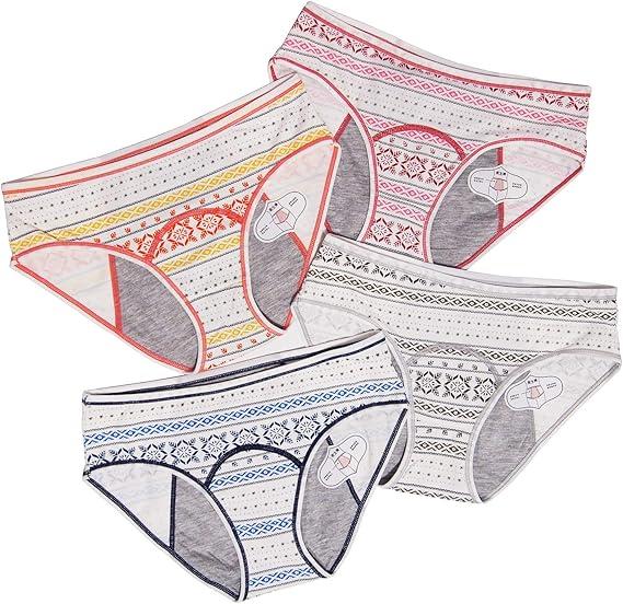 Anna & Eric 4 Pack Teen Girls Protective Panties Leak Proof Underwear Heavy Flow Women Postpartum Briefs Size S
