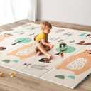 UANLAUO Foldable Baby Play Mat, Extra Large Waterproof Activity Playmats for Babies,Toddlers, Infants, Play & Tummy Time, Foam Baby Mat for Floor with Travel Bag (Bear(79x71x0.4inch))