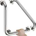 16 Inch Angled Bathroom Grab Bars with 20 Inch Straight Munzong Brushed Nickel Toilet Handicap Grab Rail for Showers,Anti Slip Stainless Steel Knurled Safety Handle Support Elderly Injury Senior