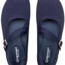 Frank Mully Women's Wide Width Flats Mary Jane Flat Comofortable Knit Ballet Flat Wide Toe Box Dress Shoes with Adjustable Straps (Size 6)