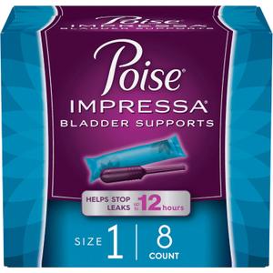 Poise Impressa Incontinence Bladder Support for Women, Bladder Control, Size 1, 8 Count (Packaging May Vary)