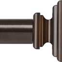 KAMANINA 1 Pack Curtain Rod 32 to 58 Inches (2.6-4.8ft), 1 Inch Curtain Rods for Windows, Single Drapery Rods with Square Finials, Bronze