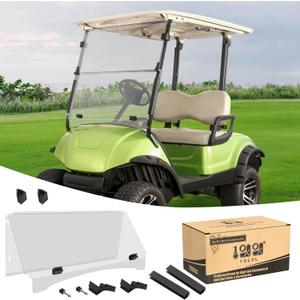 10L0L Clear Windshield for Yamaha G29 Drive Golf Cart 2007-2016, 4MM Thicken Foldable Golf Cart Windscreen, High Transparency, Impact Resistant and Anti-UV