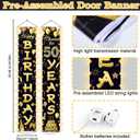 50th Birthday Party Banner Lighted Decorations for Women Men 50 Year Old Lighted Door Banners Black Gold Cheers to 50 Years Birthday Party Supplies Porch Sign with LED Light for Outside Light Decor