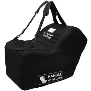 J.L. Childress Padded Infant Car Seat Bag with Wheels - Travel Bag for Airplane, Fits Most Baby & Infant Car Seats, Compatible with UPPAbaby, Nuna, & Chicco, AirTag Compatible - Premier, Black