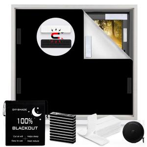 100% Blackout Blind Magnetic Blackout Window Cover 118 x 57Inch,Black Out Curtains with Strong Magnet No Drill Cuttable Window Shades for Bedroom,Nursery,Rv,Media Room