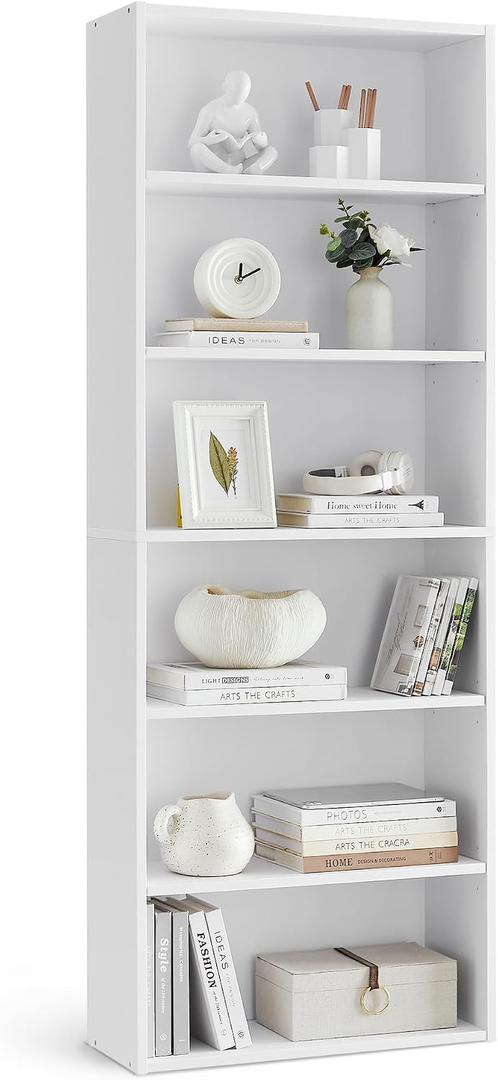 VASAGLE CUSTOS Collection - Bookshelf, 6-Tier Bookcase, Book Shelf, Open Storage Shelf, 9.4 x 23.6 x 63.3 Inches, for Living Room, Home Office, Dinning Room, Cloud White ULBC166T14
