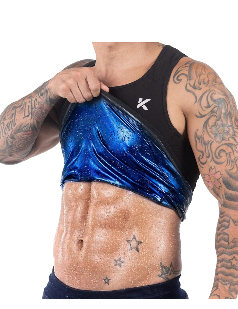 Kewlioo Men's Snug & Tight Fit - Sauna Suit Shirt Compression Vest Shapewear Top for Gym Exercise Size XL