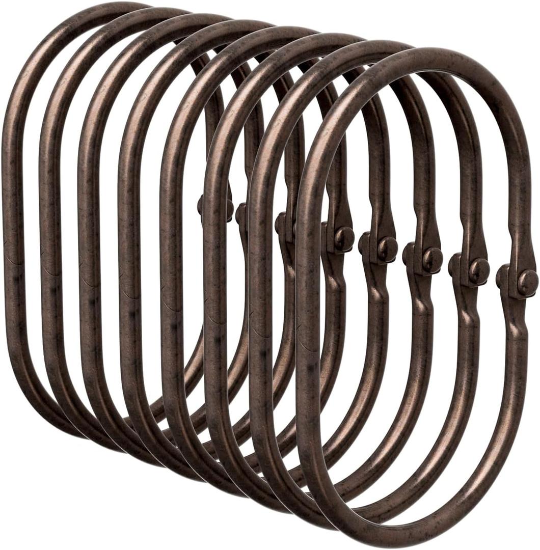 Bathway Shower Curtain Rings, Shower Curtain Hooks Bronze Curtain Rings 12 Pcs Anti-Drop Shower Rings for Curtain, Metal Shower Curtain Rings Rust Proof, Shower Hooks for Shower Curtain Rod