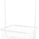Amazon Basics Rectangular Laundry Hamper Basket Butler Cart with Wheels and Hanging Rack, Sturdy Metal, 71.1 inches Height, White
