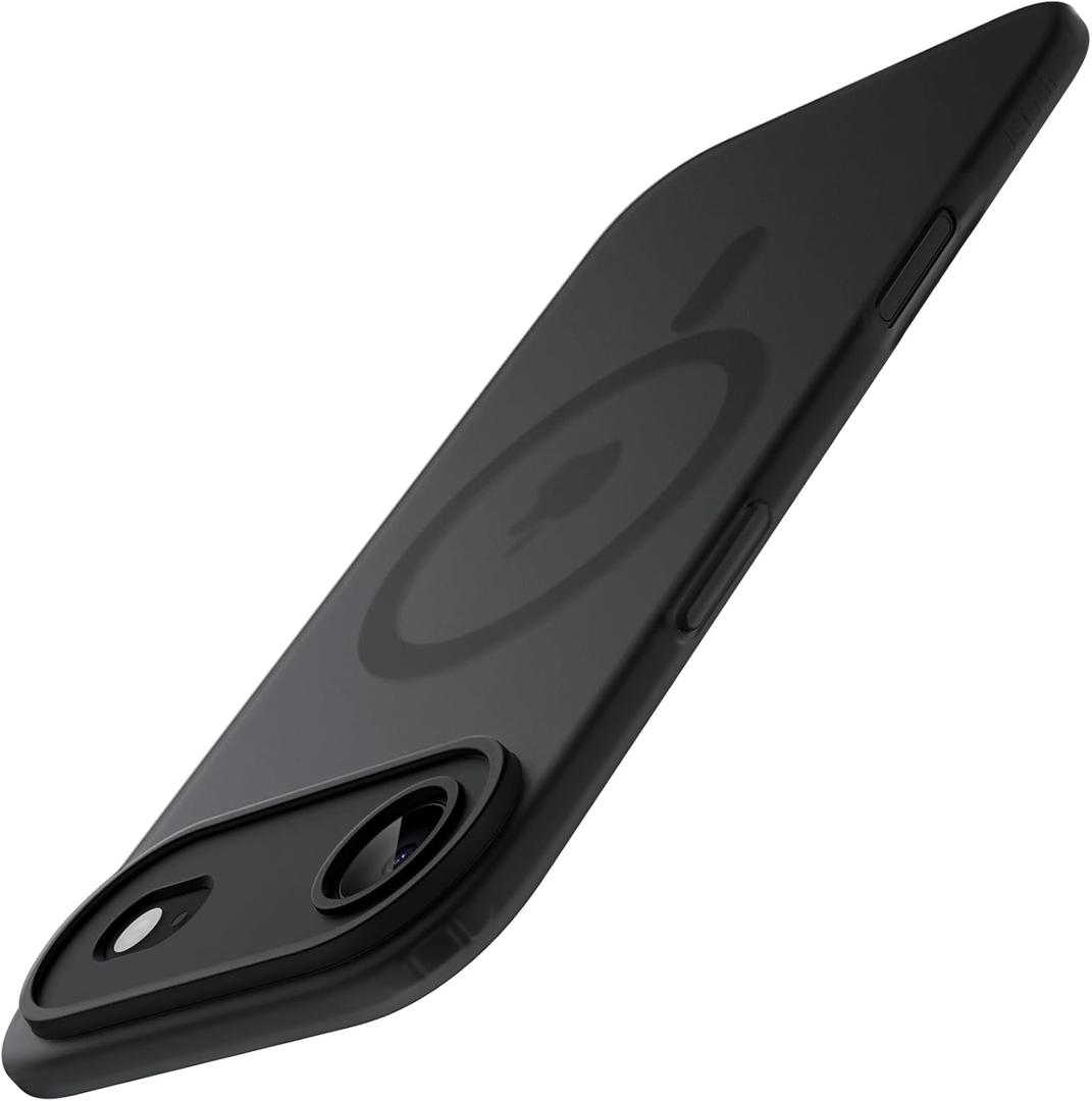 JETech Matte Case for iPhone 17 Air Compatible with MagSafe, Camera Lens Full Protection, Shockproof Translucent Frosted TPU Soft Phone Cover, Anti-Fingerprint, 6.5-Inch Display (Black)