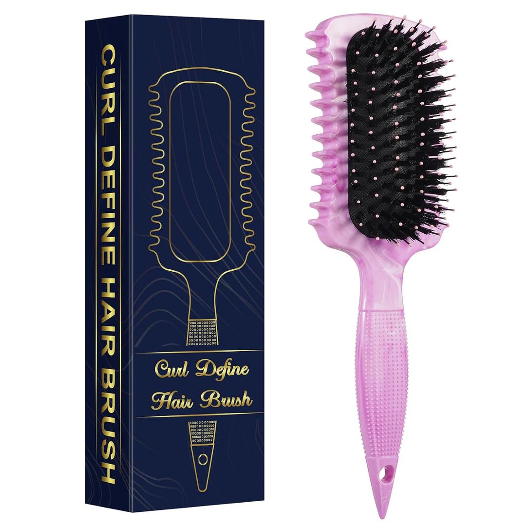 Curl Defining Brush, Curly Hair Brush Products for Effortlessly Detangling Shaping and Styling Women's Men's Curls on All Wet or Dry Hair Types, Reduces Frizz (Marble Purple)