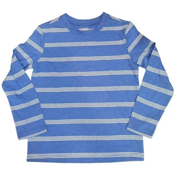 Short Sleeve Women's Blue Striped Knit Shirt, Size M