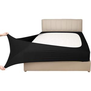 Stretch Jersey Box Spring Cover Wrap Around, Bed Skirt Alternative, Ultra Soft & Wrinkle Resistant, King/Cal King, Black