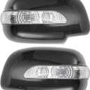 X AUTOHAUX Pair Car Rear View Driver Passenger Side Mirror Cover Cap Overlay Carbon Fiber Black for Lexus RX330 RX300 RX350 RX450h 2003-2008 Fits W/LED Lamps Mirror Guard Covers