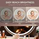 Hasipu Vanity Mirror with Lights, 23.6" LED Large Makeup Mirror, Lighted Makeup Mirror with Lights, Smart Touch Control 3 Colors Dimmable Round Mirror 360°Rotation White