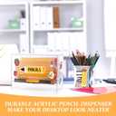 Sherr 2 Pcs Acrylic Pencil Dispenser Sharp and Dull Pen Holder for Classroom with 4 Stickers Transparent Straw Pen Bucket Dispenser Holder for Pencils Storage Home Office Teachers Classroom Supplies