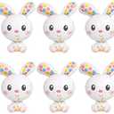 JM Puri Mi 6Pcs Jumbo Bunny Easter Balloons - 28.7" Spotted Mylar Party Balloons - Easter Occasion - Unisex Children, 3 Pack