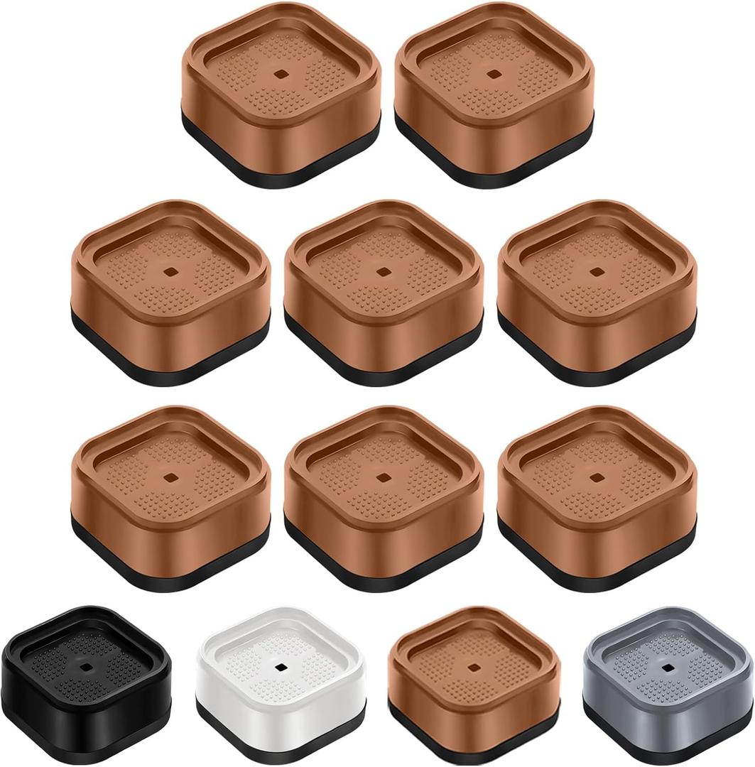 shouwuhho 8 Pack Furniture Risers Adjustable Bed Risers Heavy Duty Lifts Height 1", Square Stackable Bed Risers 1, 2 or 3 Inch for Desk Leg Table Couch Sofa Chair Bed Frame Legs Dorm, Brown