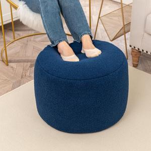 Round Pouf Ottoman 20 x 20 x 14 Inches Boho Poof Home Decor Floor Pouffe Ottoman Foot Rest for Couch Sofa Bean Bag Chairs Living Room Bedroom Navy Blue