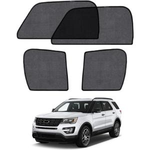 Car Window Shade for Ford Explorer 2011-2019, 4 Pack Magnetic Mesh Sun Shades for Front & Rear Windows, UV Glare Protection & Baby Car Shade for Napping Camping Breastfeeding