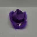 Furry Cowboy Hats with Feather for Women Wide Brim Western Felt Cowgirl Hat Party Dress up Role Play Accessories, violet