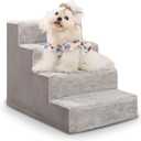 Dog Stairs for Small Dogs, 17.5" H, 4-Step Dog Steps for High Bed Couch and Sofa, Pet Stairs for Dogs and Cats Climbing with Non-Slip Bottom and Washable Cover, Light Grey