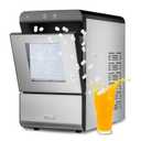 Gevi V2.0 Countertop Gemi Nugget Ice Maker | Self-Cleaning Pellet Ice Machine | Stainless Steel Housing |16.7''H Fits Perfectly Under Wall Cabinet | Silver with Viewing Window