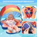 Mambobaby Baby Pool Float with Canopy, Non-Inflatable Infant Swim Float with Safe Seat and Tail Support for 3-24 Months, UPF 50+ Sun Protection, 19.6 x 22.8"