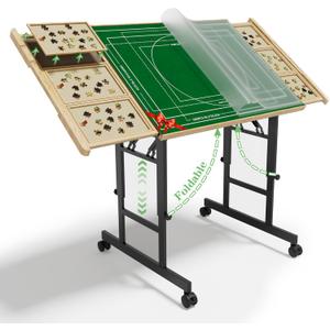 CODACE Puzzle Table with Drawers - 1500 Pieces Folding Puzzle Tables for Adults, Tilting Jigsaw Puzzles Board with Sorting Trays, Table with Adjustable Height Legs and WheelsPresent for Puzzles Lover