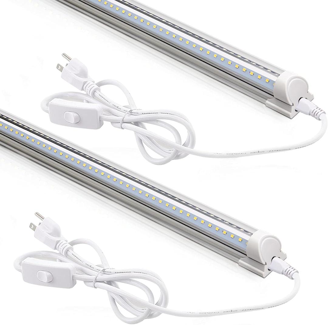 Barrina LED Shop Lights 2FT, 20W 3000LM 5000K, T8 LED Light Fixture, Clear Cover, Ceiling and Utility Shop Light, Linkable Tube Lights for Room, Garage, Workbench, Warehouse, 2 Packs (2 Packs, 5000K)