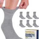 Pembrook Bamboo Viscose Diabetic Socks for Women & Men - 6 Pairs Ankle Socks for Swollen Feet | Neuropathy Socks | Moisture Wicking Ankle Neuropathy Socks for Men | Mens Diabetic Socks | Gray (Large)