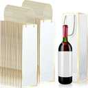 50 Pack Wine Bags Wine Bottles Gift Bags Bulk with Handles 13.8x3.8x3.8 Inch Reusable Gold Foil Print Kraft Paper Liquor Bottle Gift for Birthday Party Wedding Bridal Shower(White)