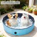 Foldable Dog Pool, Portable Heavy Duty Pet Bath Tub for Small Dogs, Quick Drain, Indoor Outdoor Kiddie Pool for Backyard (32in * 8in)