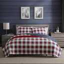 Nautica - Twin Quilt Set, Super Soft Reversible Bedding with Matching Sham, Plaid Bedding Set (Rosedale Red, Twin)