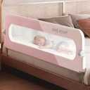 Bed Rail for Toddlers, Foldable Baby Bed Rail Guard, Adjustable, Safety, Convenient, Guard Rails with Twin, Full, Queen& King Size (Pink Patchwork, 71inch)