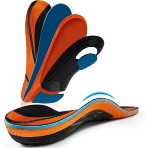 Plantar Fasciitis Insoles, High Arch Support Insoles, Heavy Duty Orthotic Shoe Inserts for All Day Walking, Standing (Men 7.5-8 / Women 8.5-9(255mm), Orange-Enhanced)