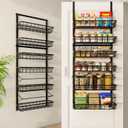 Over The Door Pantry Organizer, Pantry Storage and Organization, 6-Tier Adjustable Hanging Baskets, Metal Wall Mount Spice Rack Seasoning Shelves for Home & Kitchen, Laundry Bathroom - Black