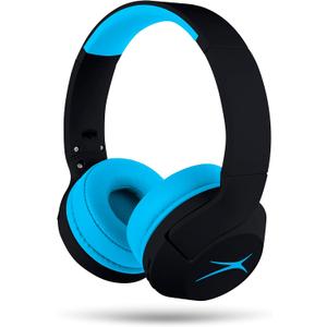 Altec Lansing Kid Safe Noise Cancelling Wireless Headphones 15H Battery, 85dB Volume Limit, Foldable Design Powerful Sound, Active Noise Cancellation Perfect for Kids Ages 7+ (Blackout Rockstar Blue)