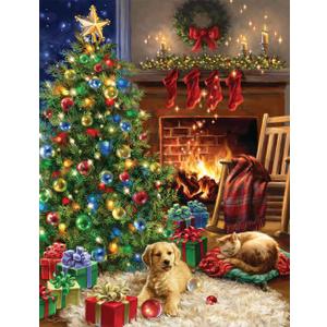 Springbok Christmas Morning 500 Piece Jigsaw Puzzle - This Classic Scene of a Cozy Christmas Morning Under The Tree is Colorful and Relaxing (Multi)