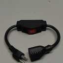 Outdoor Waterproof On/Off Switch Extension Cord, Heavy Duty 125v/250v Black SJTW Cord (1.5 Ft, Black)