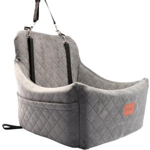 WOOAIDAGG Dog Car Seat for Medium Sized Dog,Pet Travel Car Bed with Seat Belt Channle,Fully Detachable and Washable Car Dog Seat with Adjustable Straps,3 Straps Easy to Install (Grey)