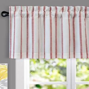 DriftAway Farmhouse Linen Lined Valance Double Layer Thermal Insulated Room Darkening Blackout Window Valances 3 Inch Rod Pocket Vertical Striped Kitchen Valance for Bathroom Single 52 x 18 Inch Red