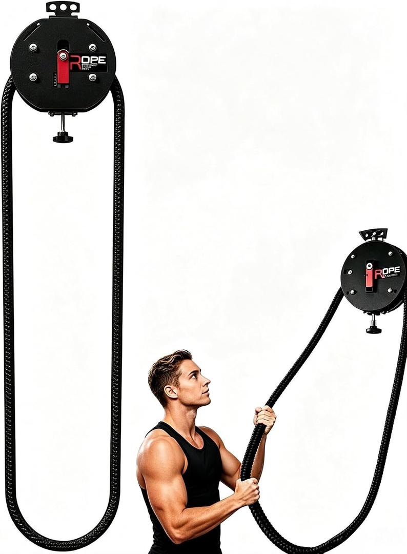 Endless Rope Trainer Machine for Home Gym Portable Rope Pull Pulley System, Upper Body, Portable Suspension Infinite Line Trainer Equipment