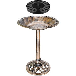 VIVOSUN 28 Solar Bird Bath, Solar Powered Pond Fountain Combo Set for Outdoors, Gardens, Patio, Yard, Deck, Golden (Golden With Pump)
