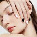 10 x Semi Cured Gel Nail Stickers 32 PCS|Cat Eye/Frosted Gel Nail Strips|Compatible with Any UV/LED Lamps|Long-Lasting Real Nail Polish Strips for Women's Decoration (Black/White Monochrome Chic)