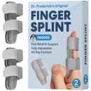 Dr. Frederick's Trigger Finger Splint - 2 ct - HSA/FSA - Index, Middle & Ring Fingers - Padded Brace for Arthritis, Mallet Finger, Tendonitis - Adjustable, Doctor-Developed - Regular Gray (Large)