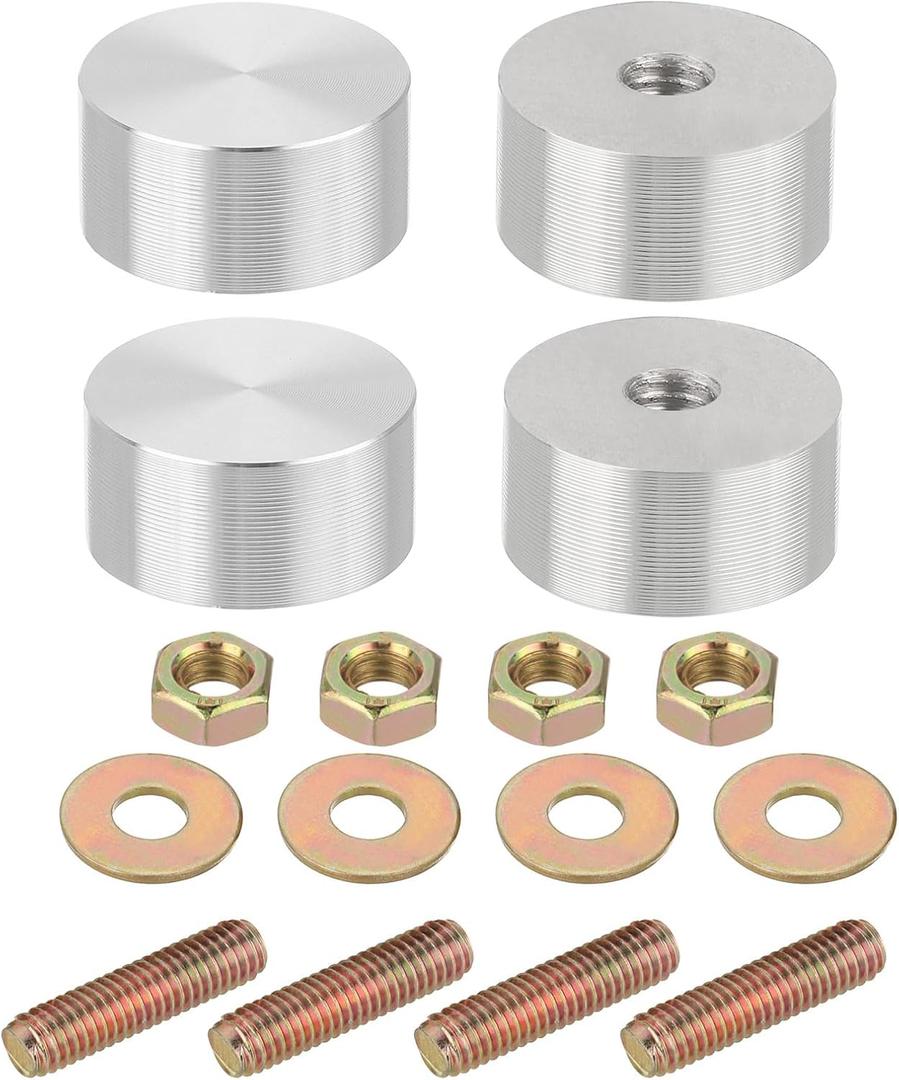 uxcell M6 Thread 20mm Diameter 10mm Thick Round Shape Aluminum Disc Set of 4 - with Mounting Screws, Glass Table Top Aluminum Circle Disc Adapter for Glass Table Tea Tables