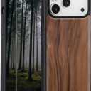 Wood Case for iPhone iPhone 17 Pro Max - Real Natural Wood,- Slim Shockproof Hybrid Wooden Cover (Walnut, iPhone 17 Pro Max)